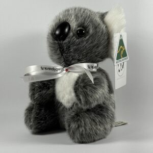 7-inch Bimbi Park koala plush toy – Australian-made grey koala with ribbon
