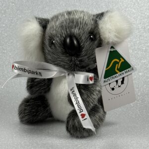 15 cm Australian-made koala plush from Bimbi Park – small grey toy with ribbon